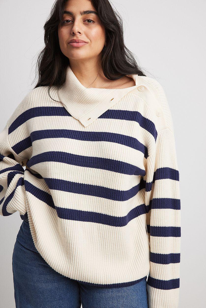 Striped Knitted Turtleneck Sweater Product Image