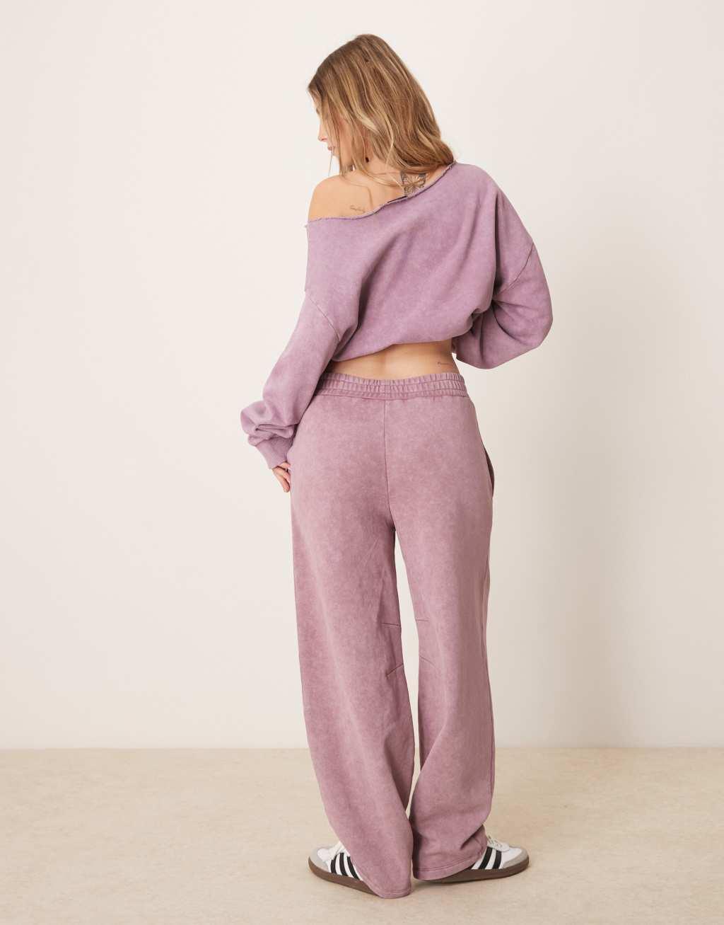 ASOS DESIGN barrel leg sweatpants in washed purple Product Image