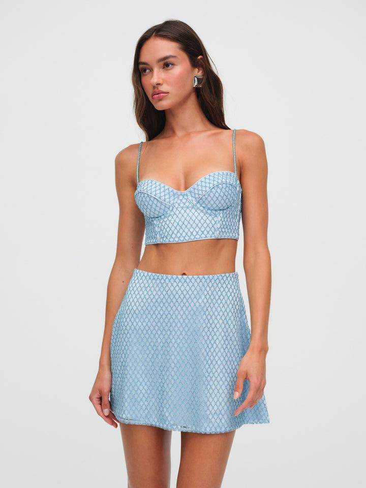 Glitter Grid Bustier Top — Blue Product Image