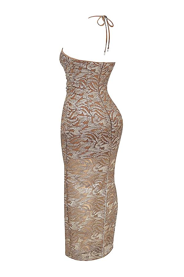 Giada  rose gold embroidered sequinned gown Product Image