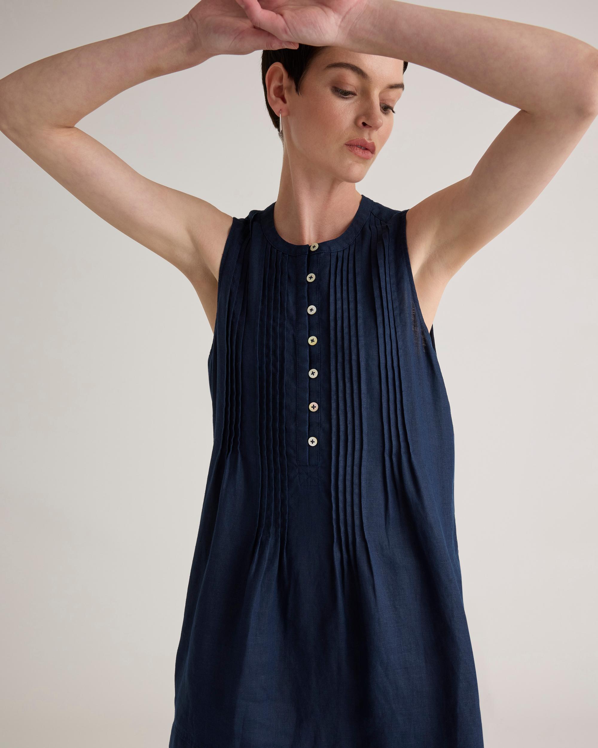 Quince | Women's 100% European Linen Sleeveless Swing Dress Product Image