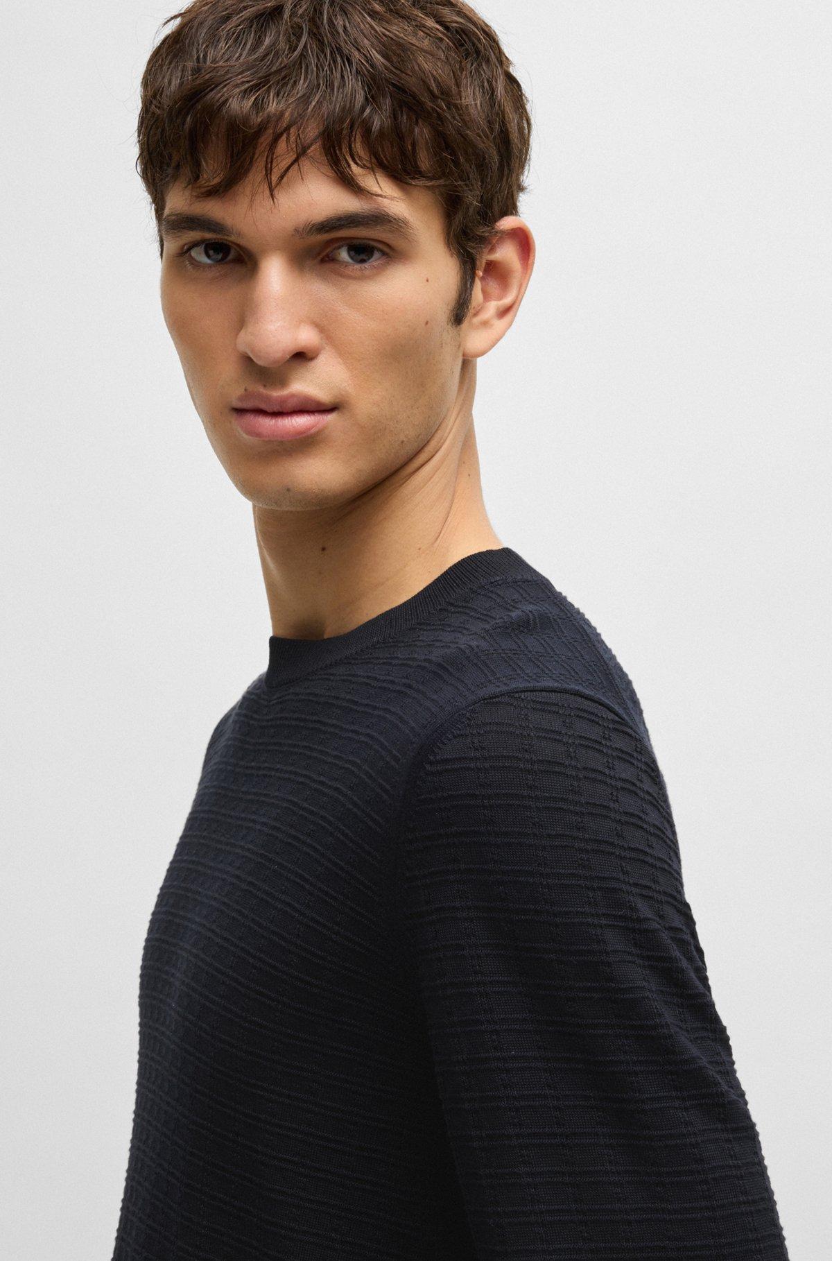 Silk sweater with knitted structure in regular fit Product Image