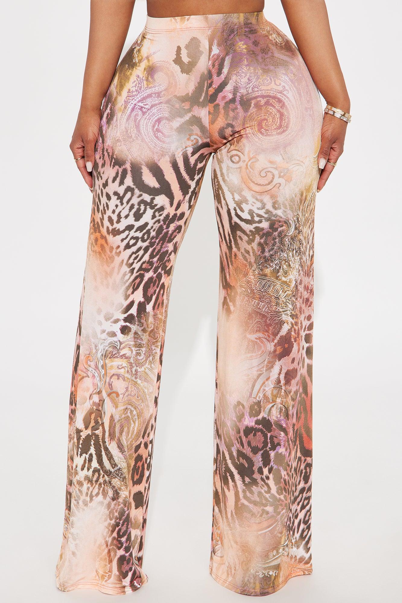Wild Desire Leopard Wide Leg Pant - Rust/combo Product Image