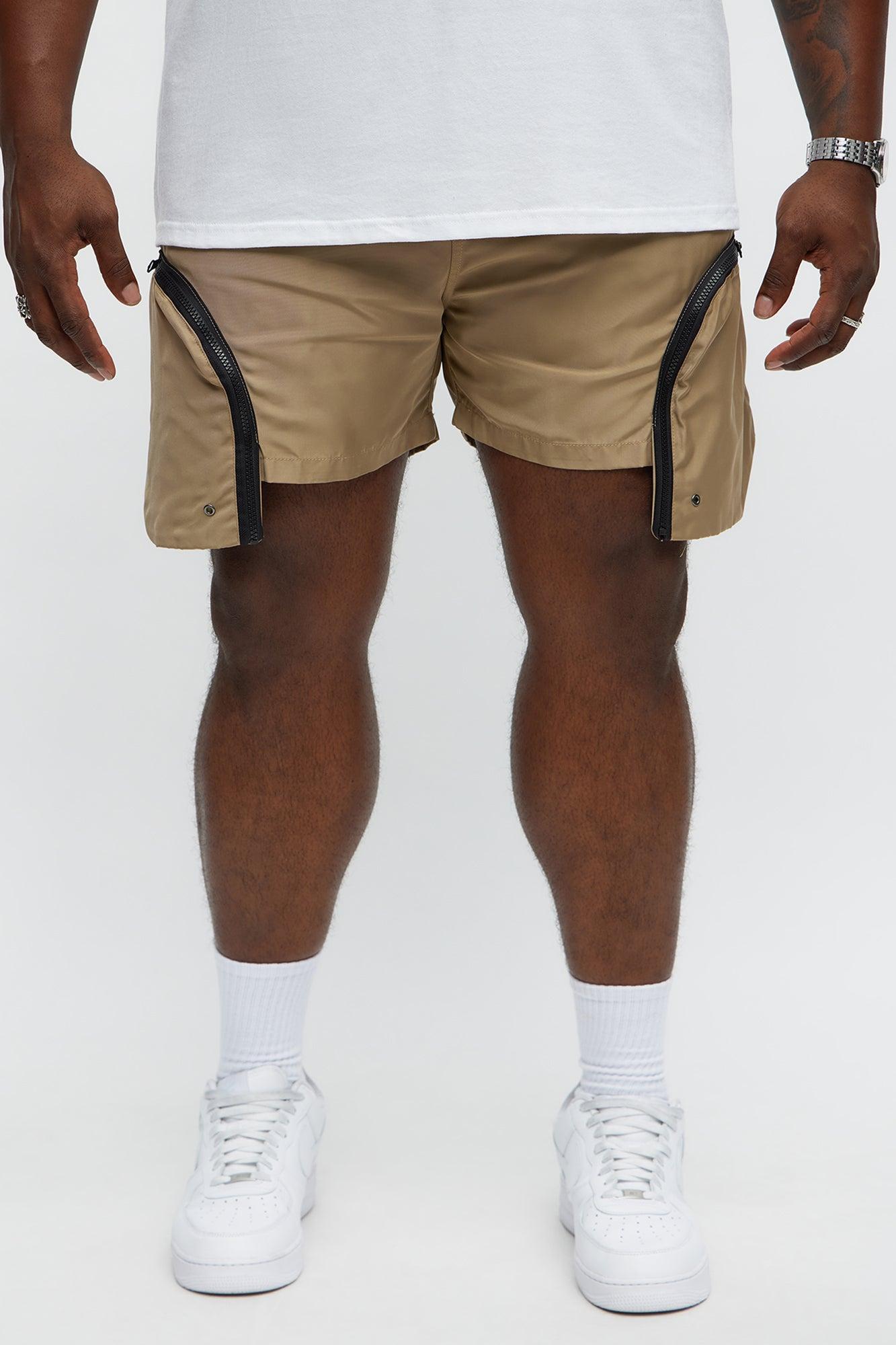 Cargo Pockets Relaxed Drawstring Shorts - Taupe Male Product Image