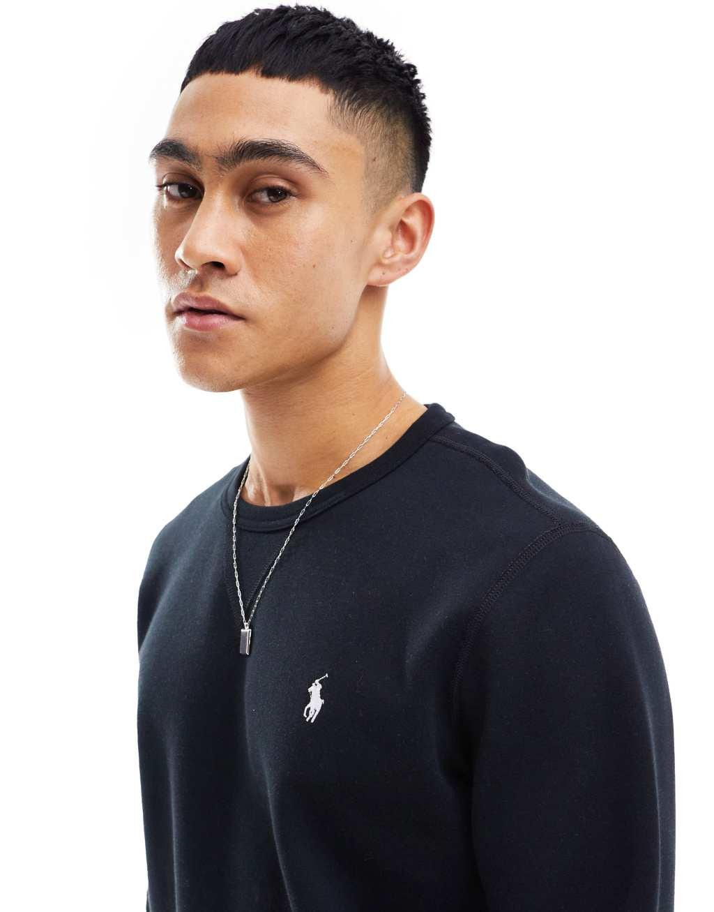 Polo Ralph Lauren icon logo double knit sweatshirt in black Product Image