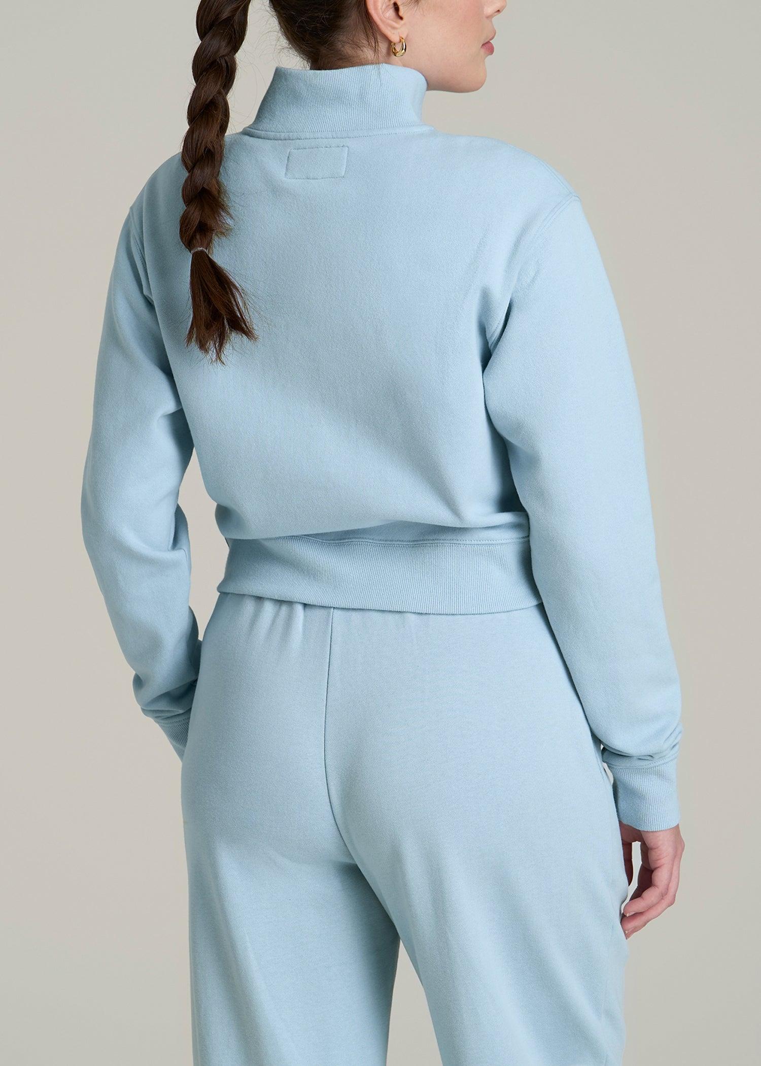 Wearever 2.0 Fleece Half-Zip Cropped Sweatshirt for Tall Women in Ice Blue Female Product Image