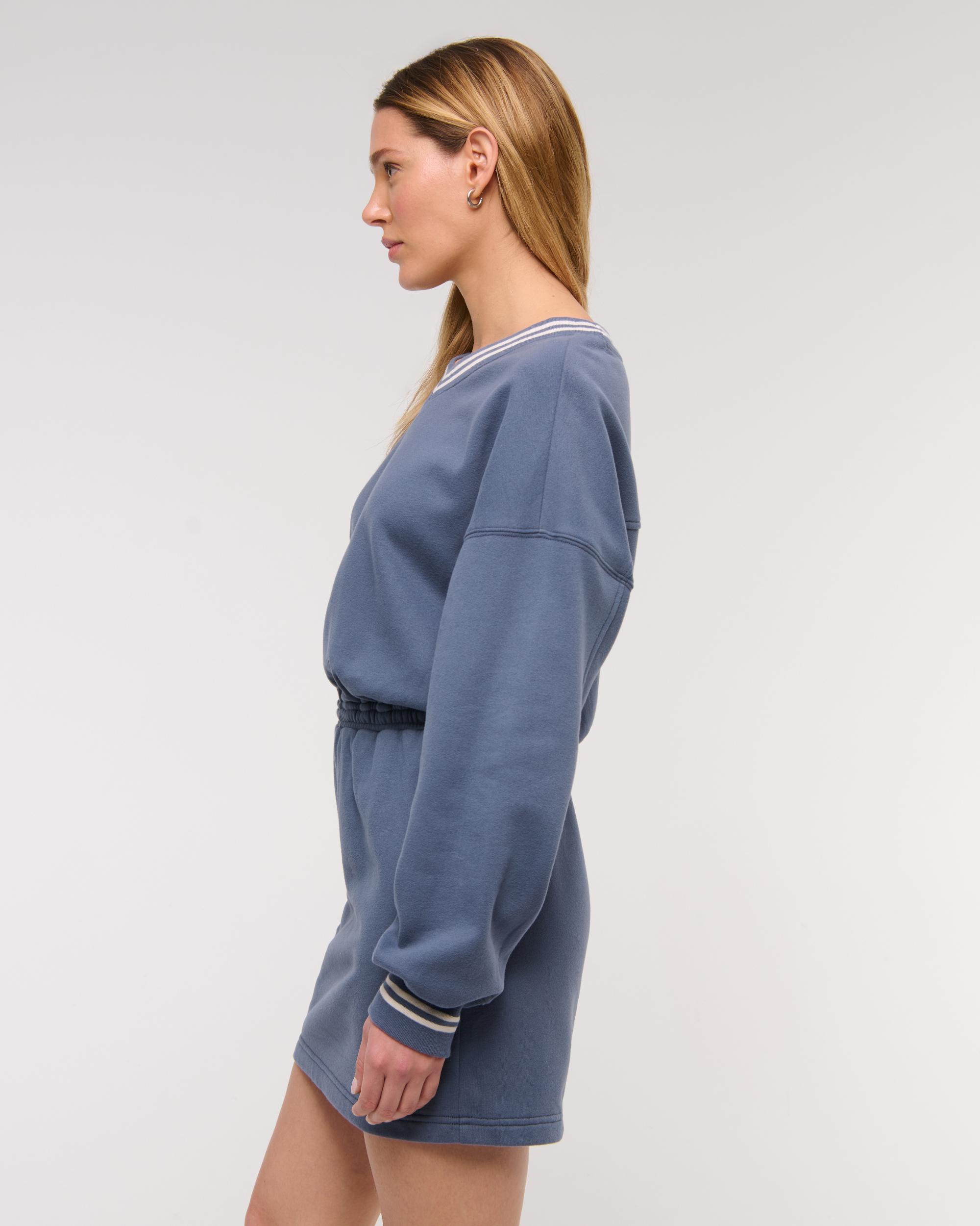 Fleece V-Neck Mini Dress Product Image