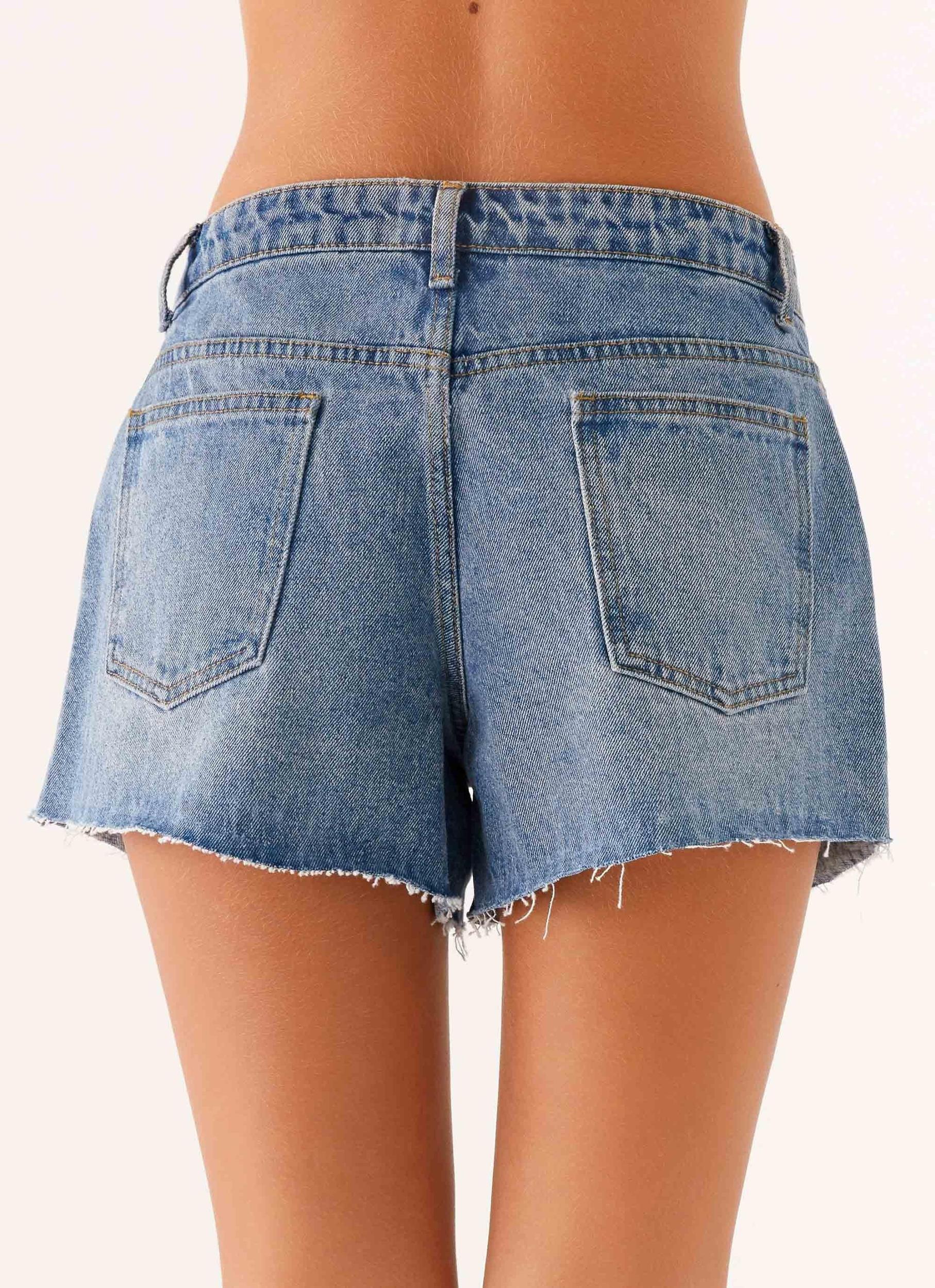 Davie Low Rise Denim Shorts - Blue Product Image