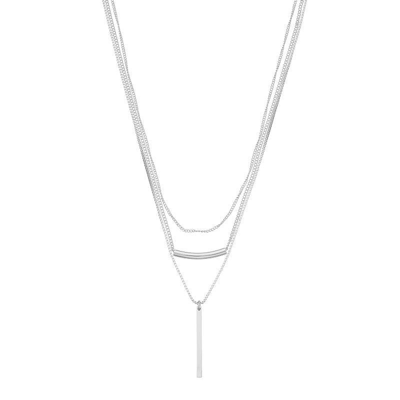 Nine West Simulated Crystal Multi-Strand Necklace, Womens, Silver Tone Product Image