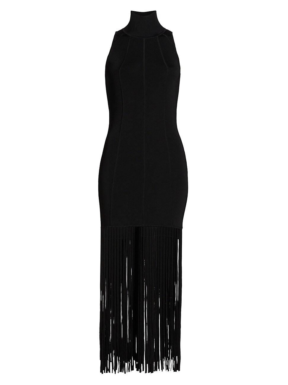 Womens Leslie Fringed Knit Midi-Dress Product Image