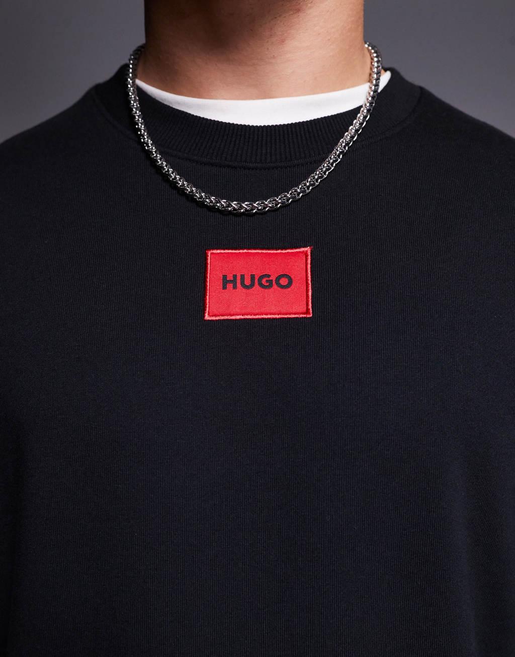 HUGO Red diragol logo sweatshirt in black Product Image