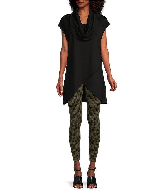 Bryn Walker Lavinia Stretch Jersey Modal Ponte Cowl Neck Short Sleeve Crossover High-Low Hem Tunic Product Image