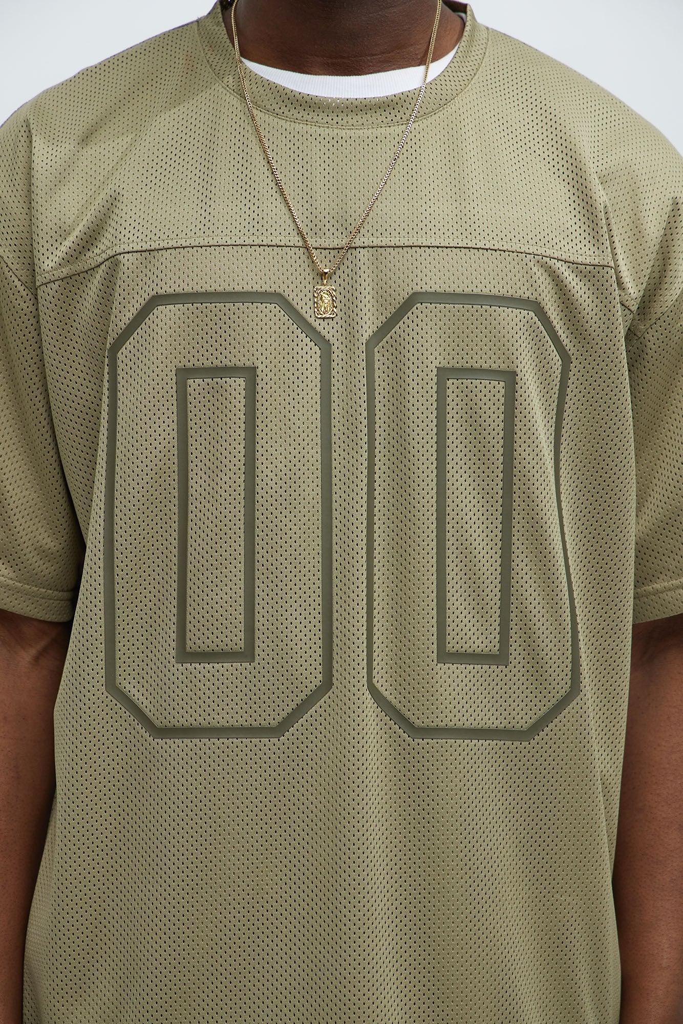 Mesh Boxy Football Short Sleeve Tee - Olive Product Image