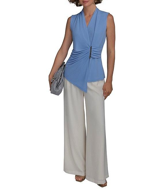 Donna Karan V-Neck Sleeveless Faux Wrap Top Product Image