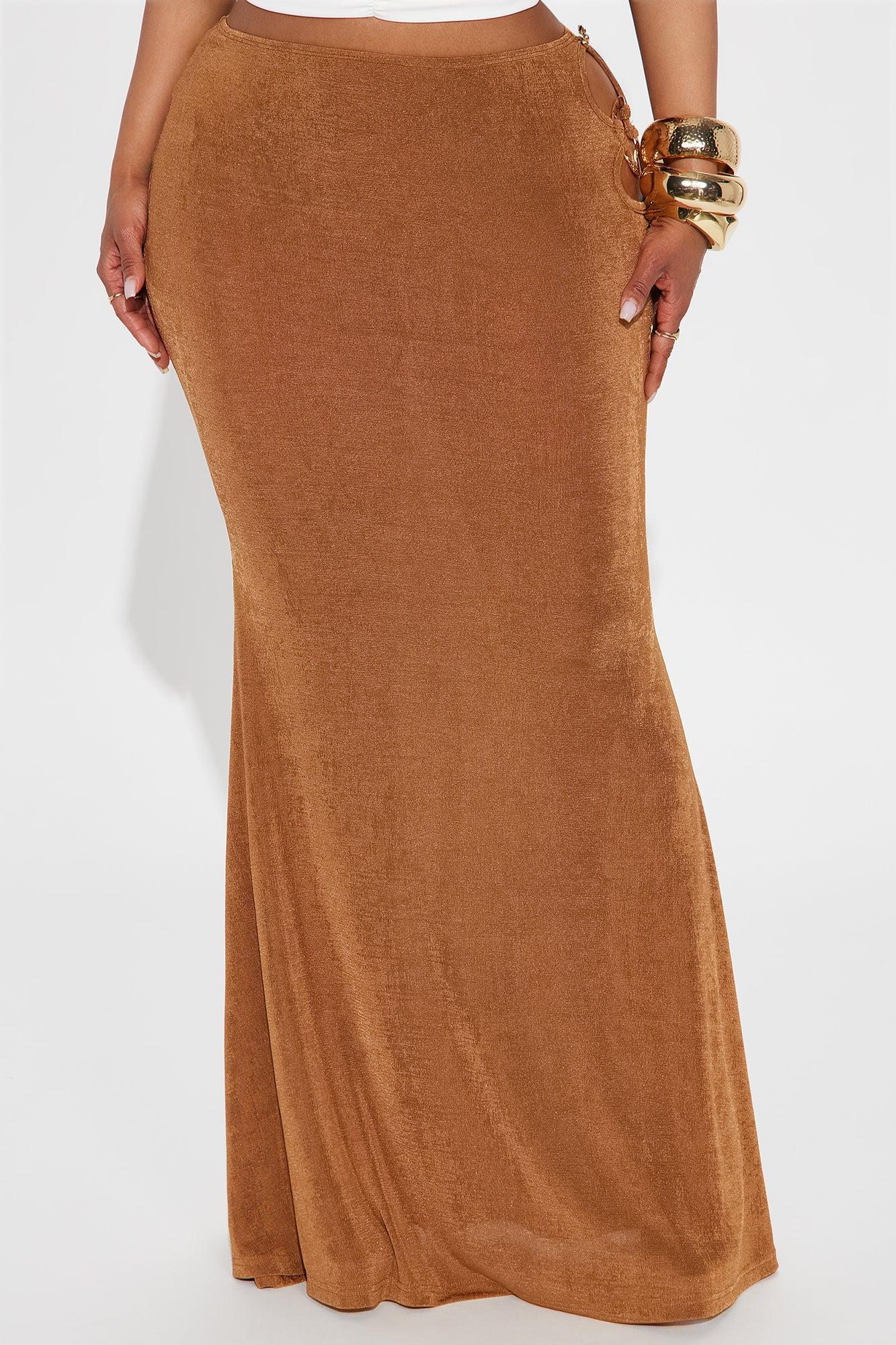 Sienna Slinky Knit Mermaid Maxi - Brown Female Product Image