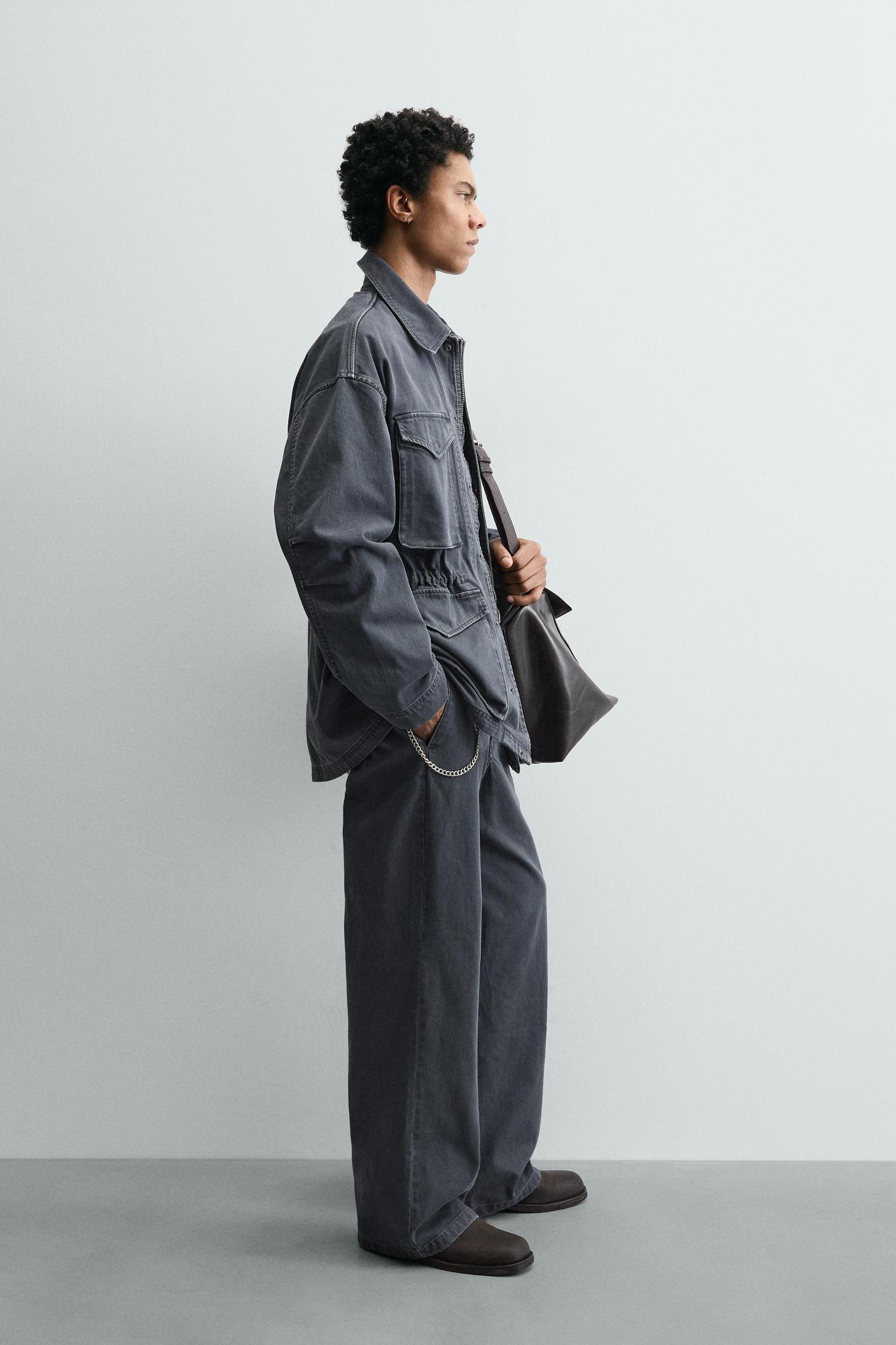 WASHED COTTON TEXTURED PANTS Product Image