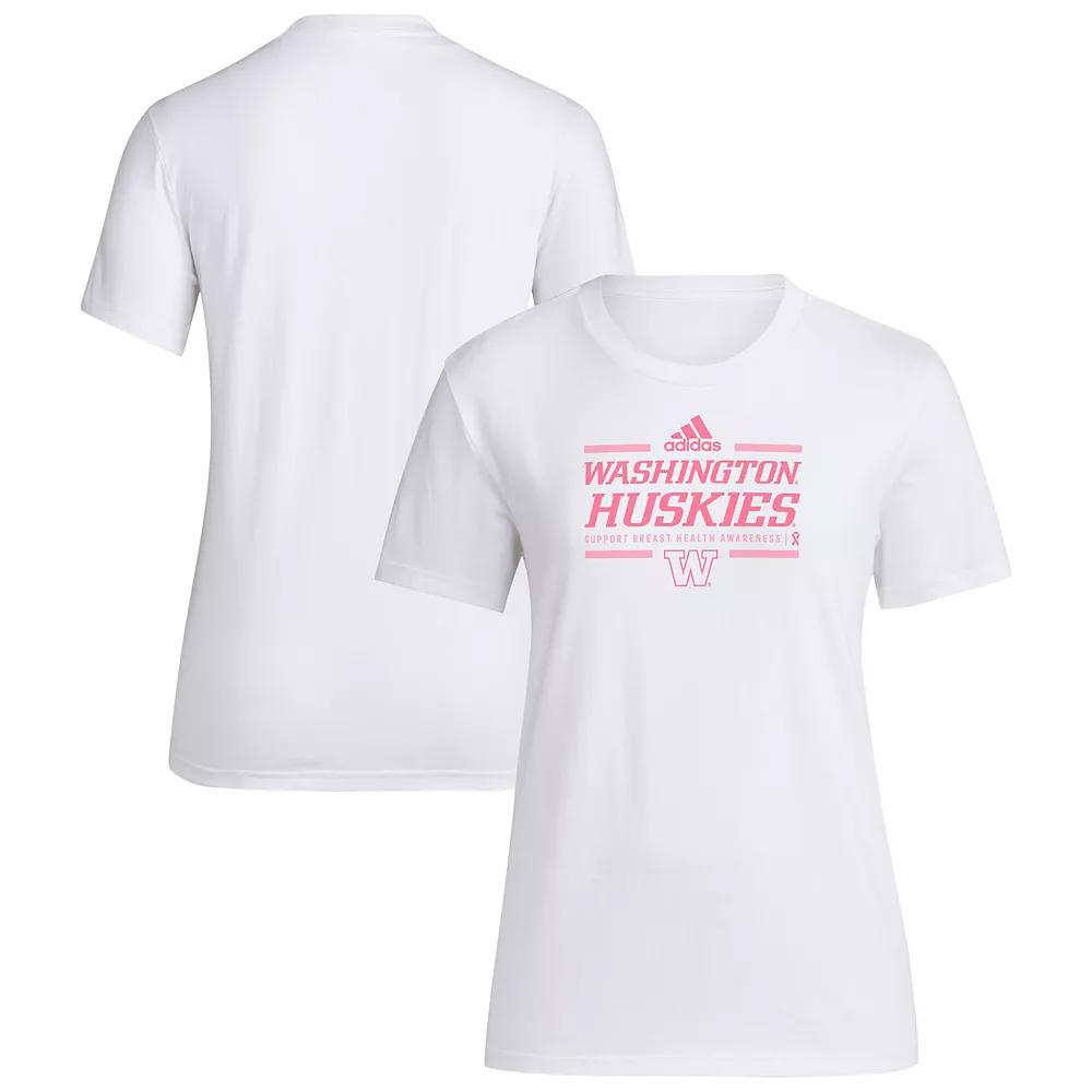 Women's adidas White Washington Huskies 2024 Breast Cancer Awareness Pregame T-Shirt, Size: 2XL Product Image