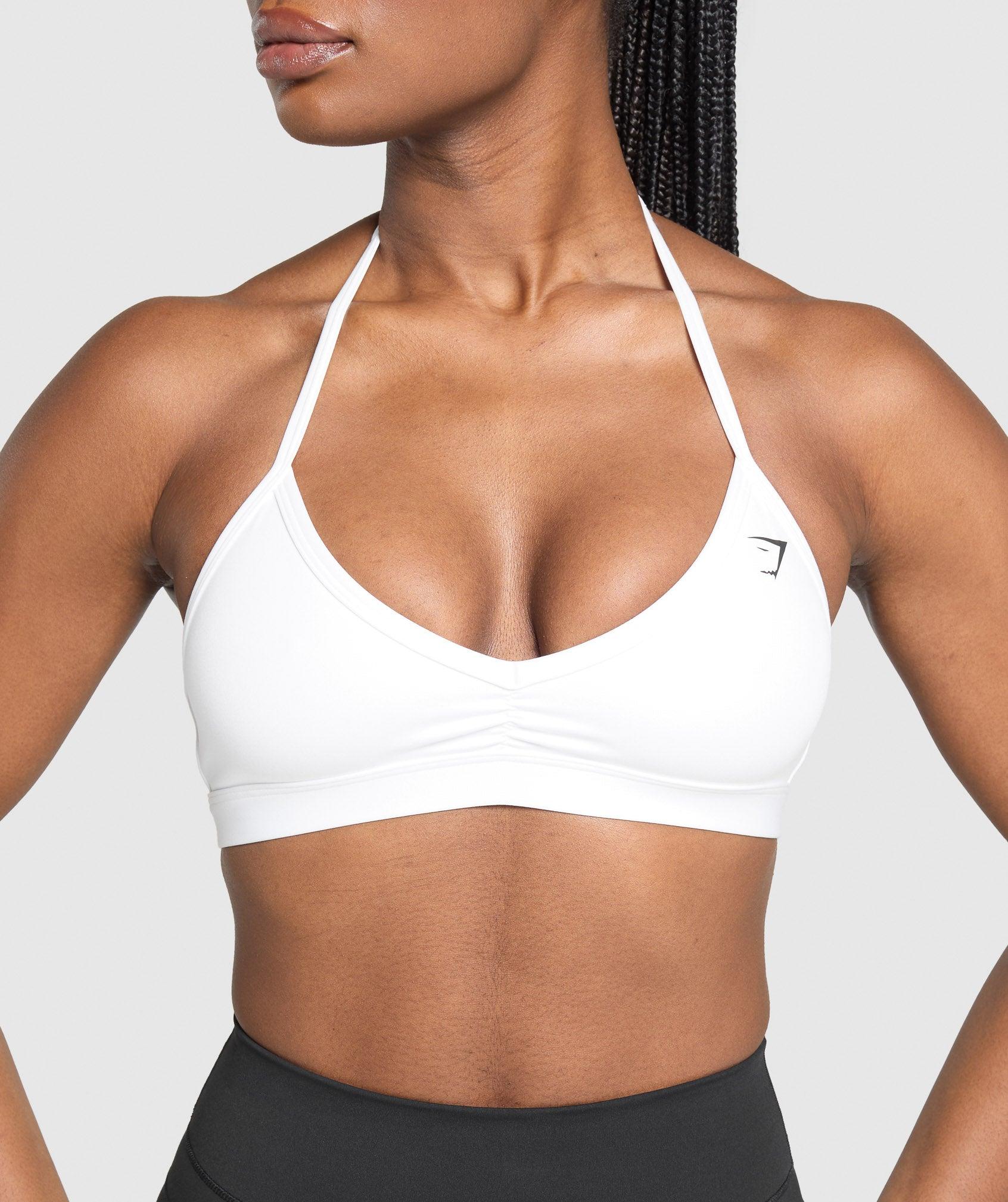 Gymshark Minimal Halterneck Sports Bra - White Female Product Image