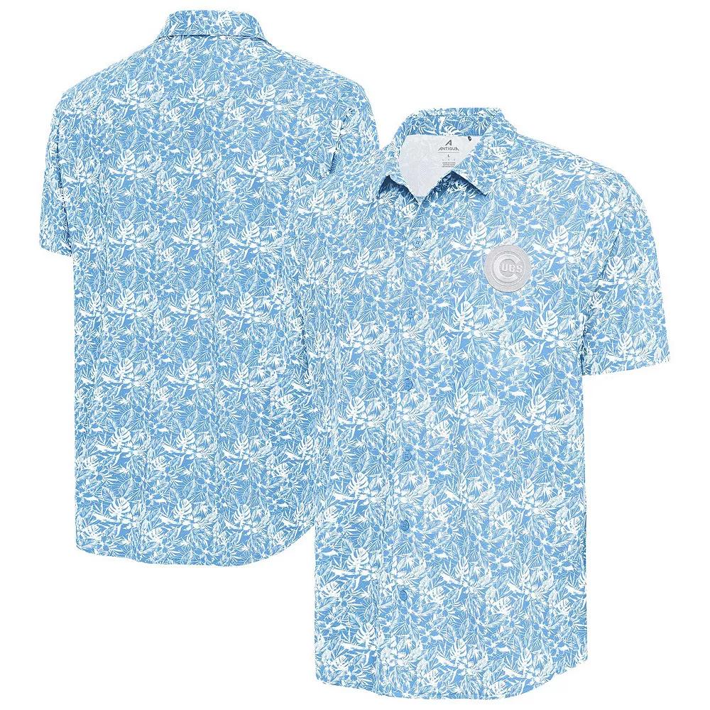 Men's Antigua Powder Blue Chicago Cubs Resort Button-Up Shirt, Size: Medium, Light Product Image