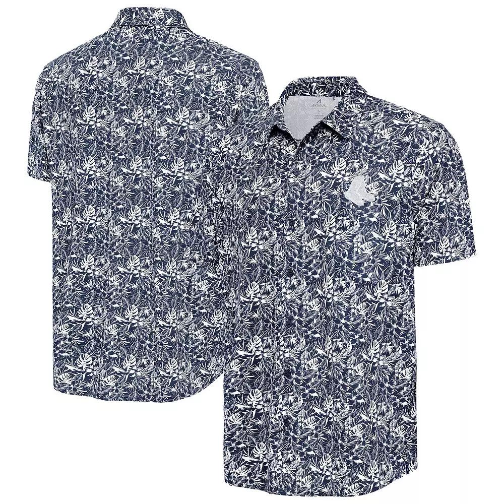 Men's Antigua Navy New York Yankees Resort Button-Up Shirt, Size: Large, Blue Product Image
