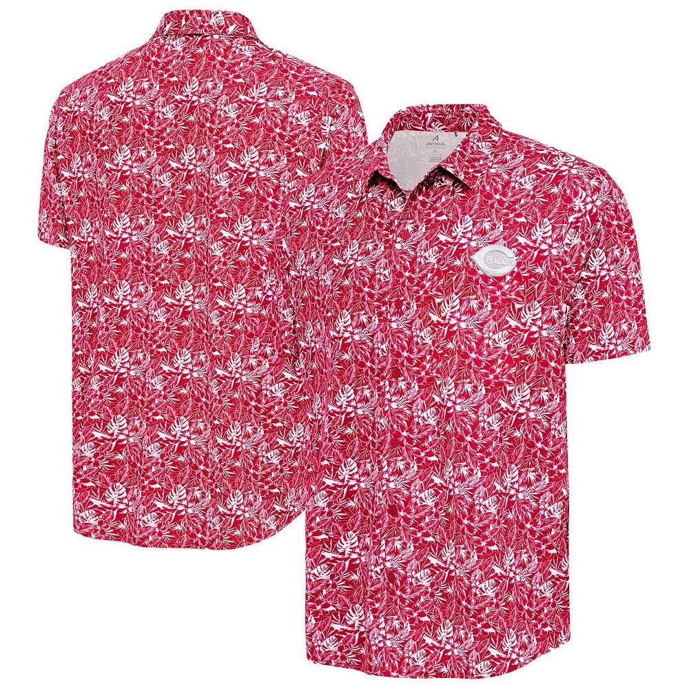 Men's Antigua Red Cincinnati Reds Resort Button-Up Shirt,  Product Image