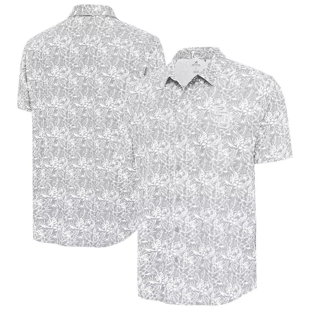 Men's Antigua Gray San Diego Padres Resort Button-Up Shirt,  Product Image