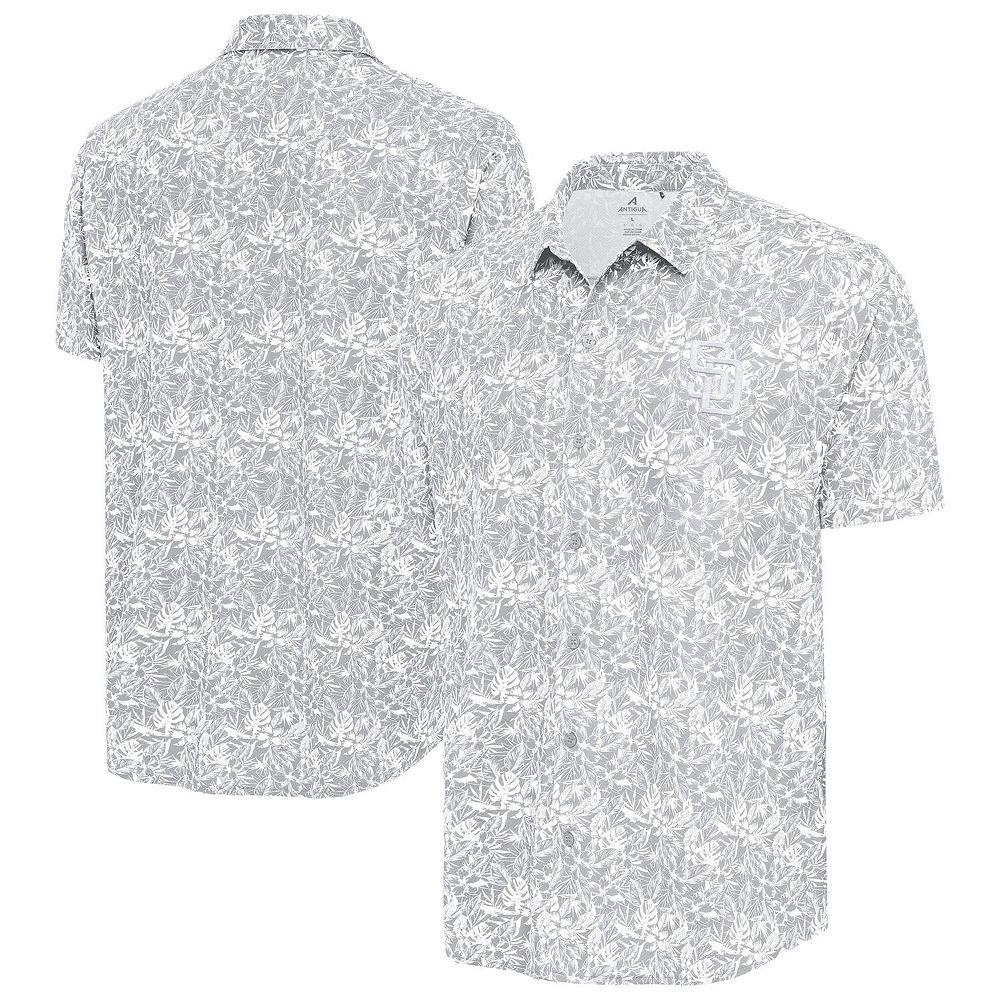 Men's Antigua Gray San Diego Padres Resort Button-Up Shirt,  Product Image