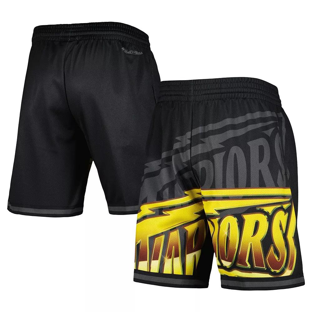 Men's Mitchell & Ness Black Golden State Warriors Big Face 4.0 Fashion Shorts, Size: 3XL Product Image