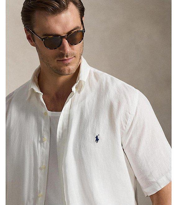 Polo Ralph Lauren Big & Tall Solid Linen Short Sleeve Woven Shirt Product Image