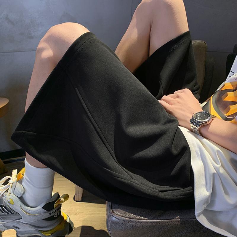 Drawstring Waist Plain Sweatshorts Product Image