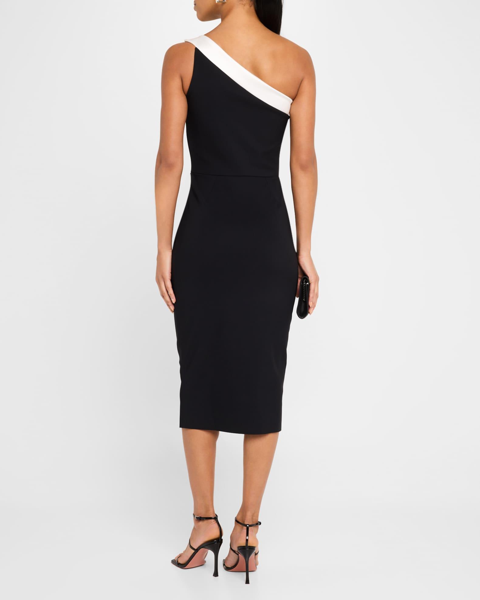 Hiroko One-Shoulder Contrast Button Midi Dress Product Image