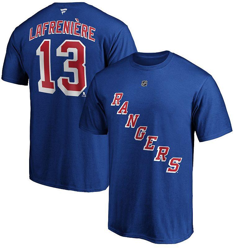 Men's Fanatics Branded Alexis Lafrenière Blue New York Rangers Authentic Stack Name & Number T-Shirt,  Product Image