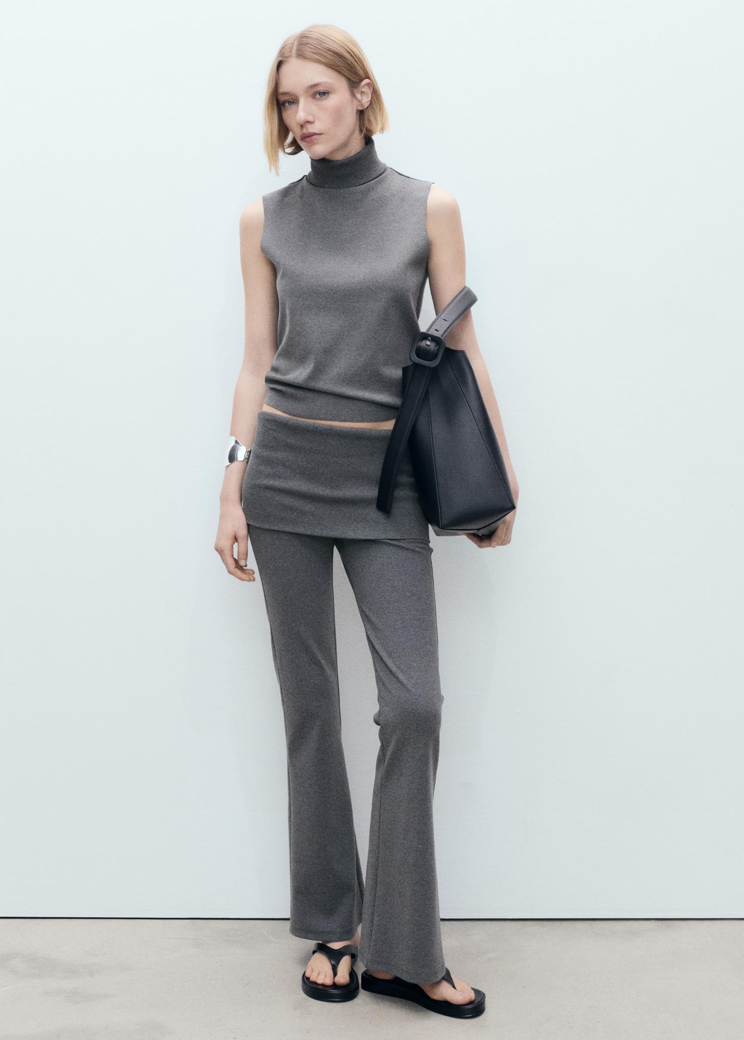 Flared pants with turn-up waist - Women | MANGO USA Product Image