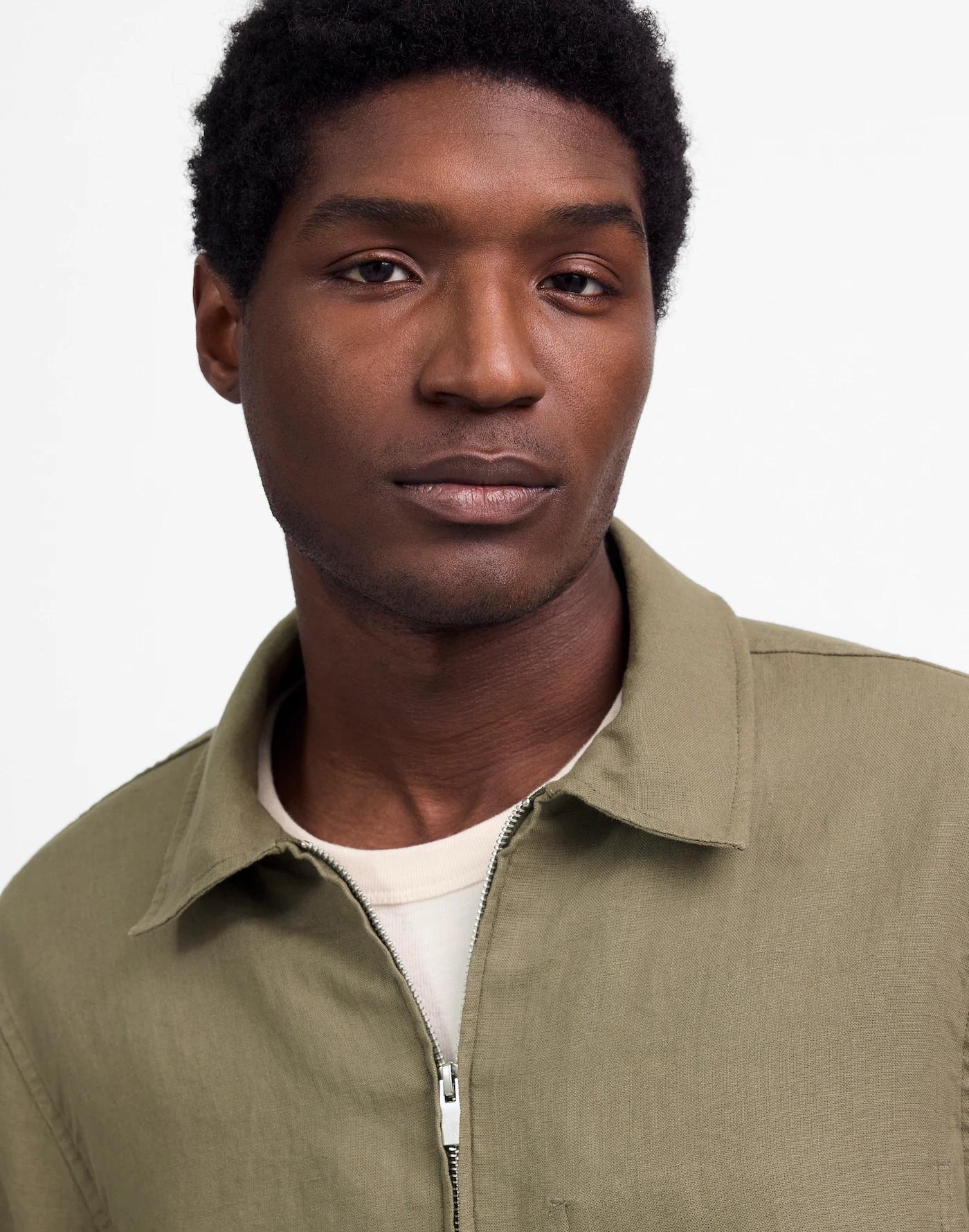 Linen Zip-Front Shirt Jacket Product Image