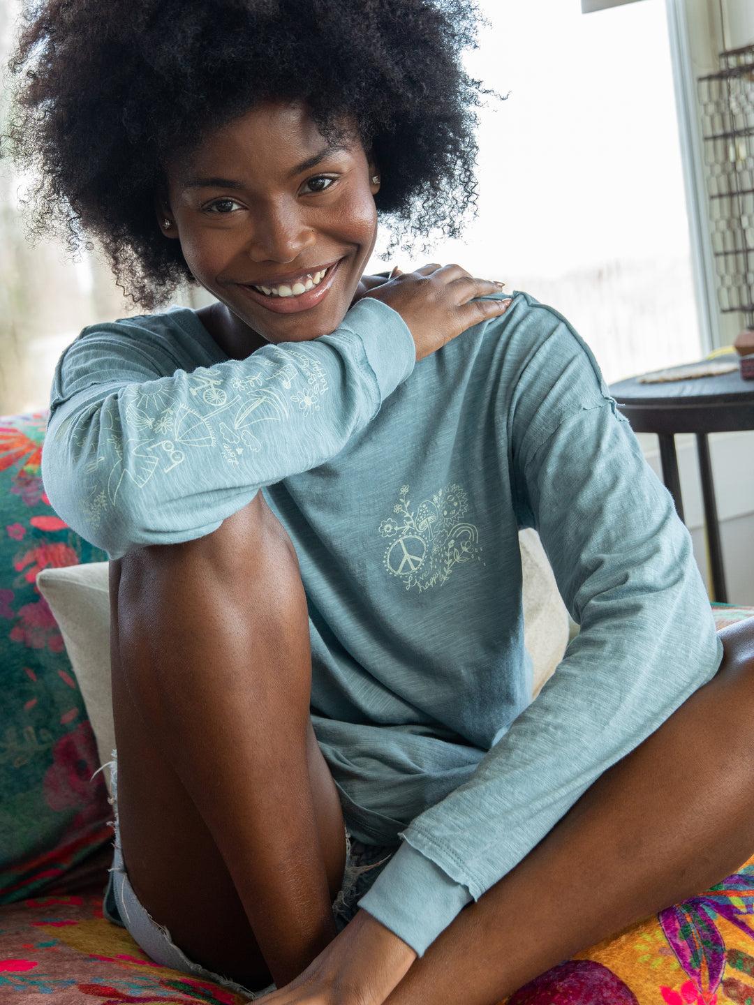 Oversized Cotton Doodle Tee - Ash Product Image