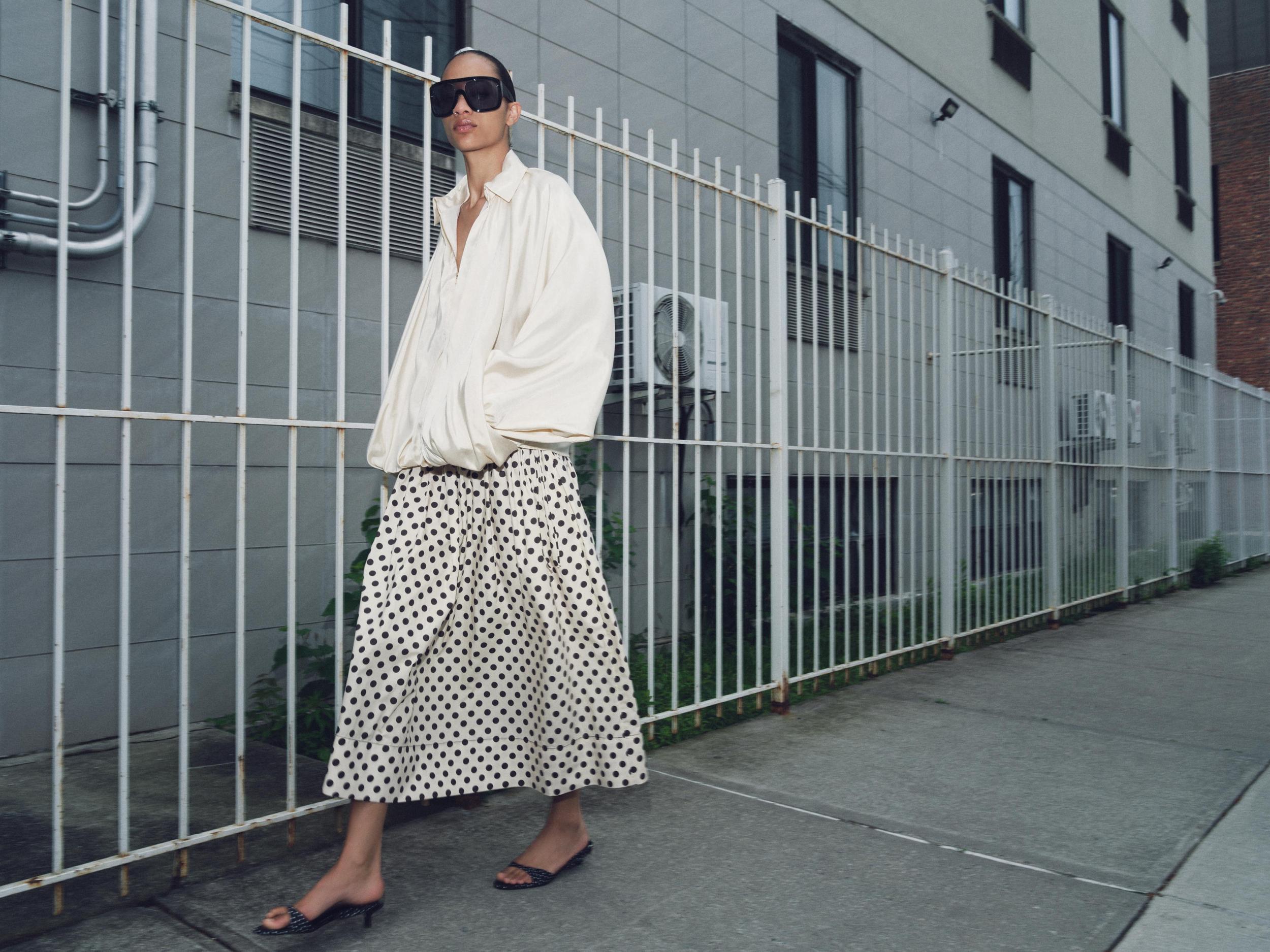 ZW COLLECTION POLKA DOT MIDI SKIRT Product Image