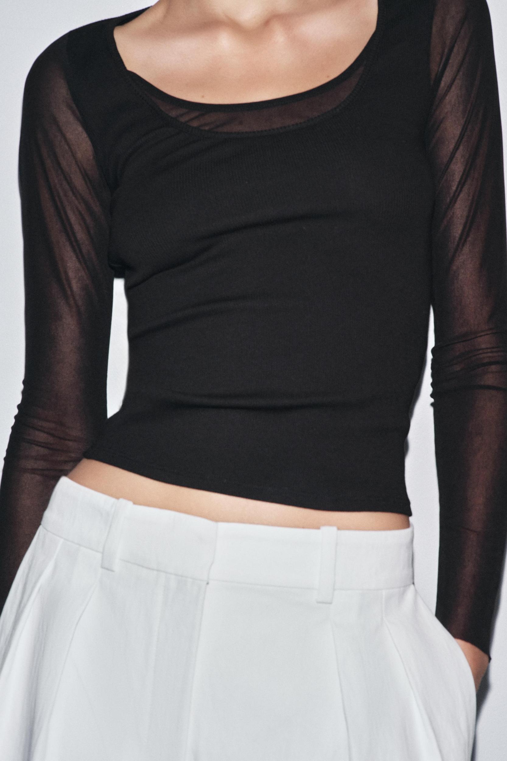 SEMI-SHEER COMBINATION T-SHIRT Product Image