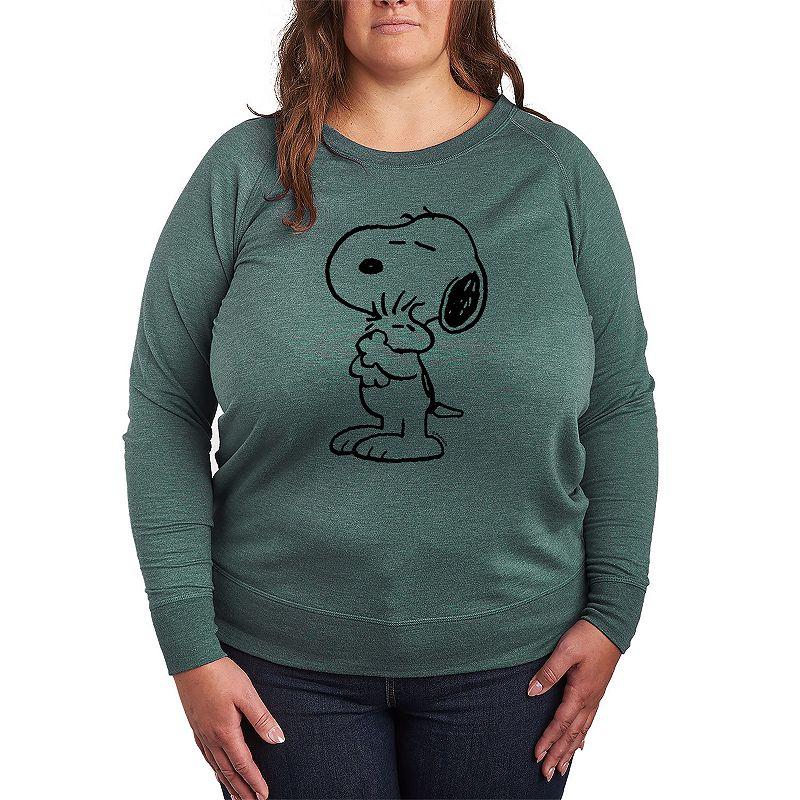 Women's Peanuts Snoopy Loves Woodstock French Terry Long Sleeve Tee, Girl's,  Product Image