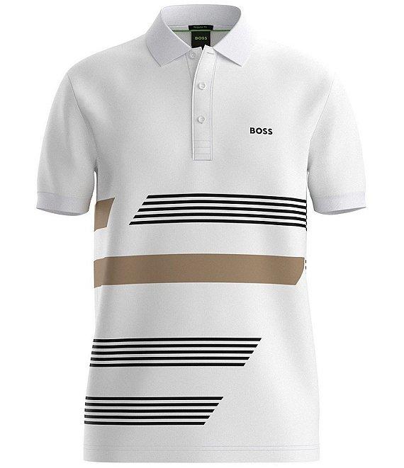 BOSS Paddy Tape Print Stretch Short Sleeve Polo Shirt Product Image