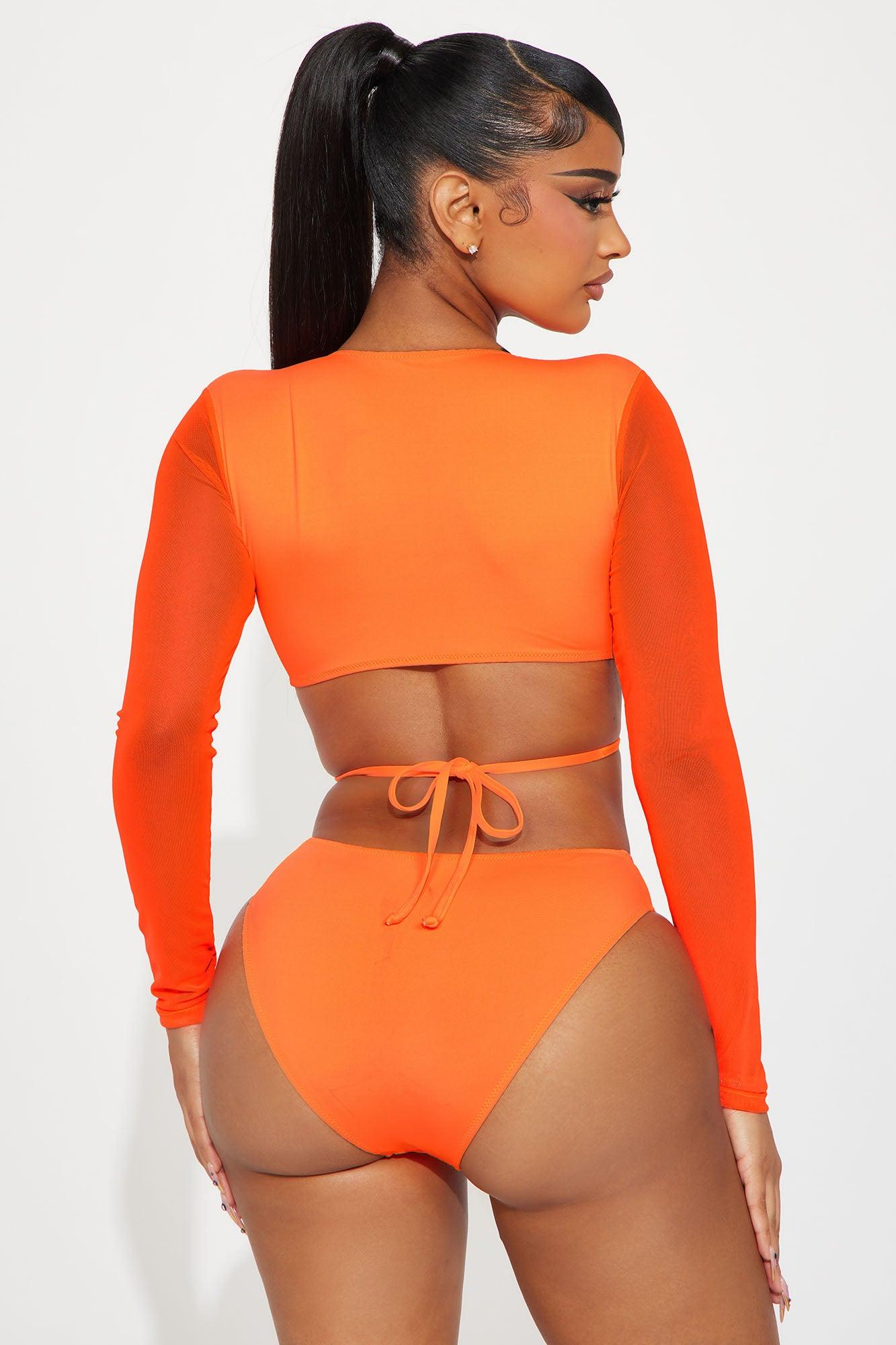 Catching Waves Long Sleeve 1 Piece Swimsuit - Orange Product Image