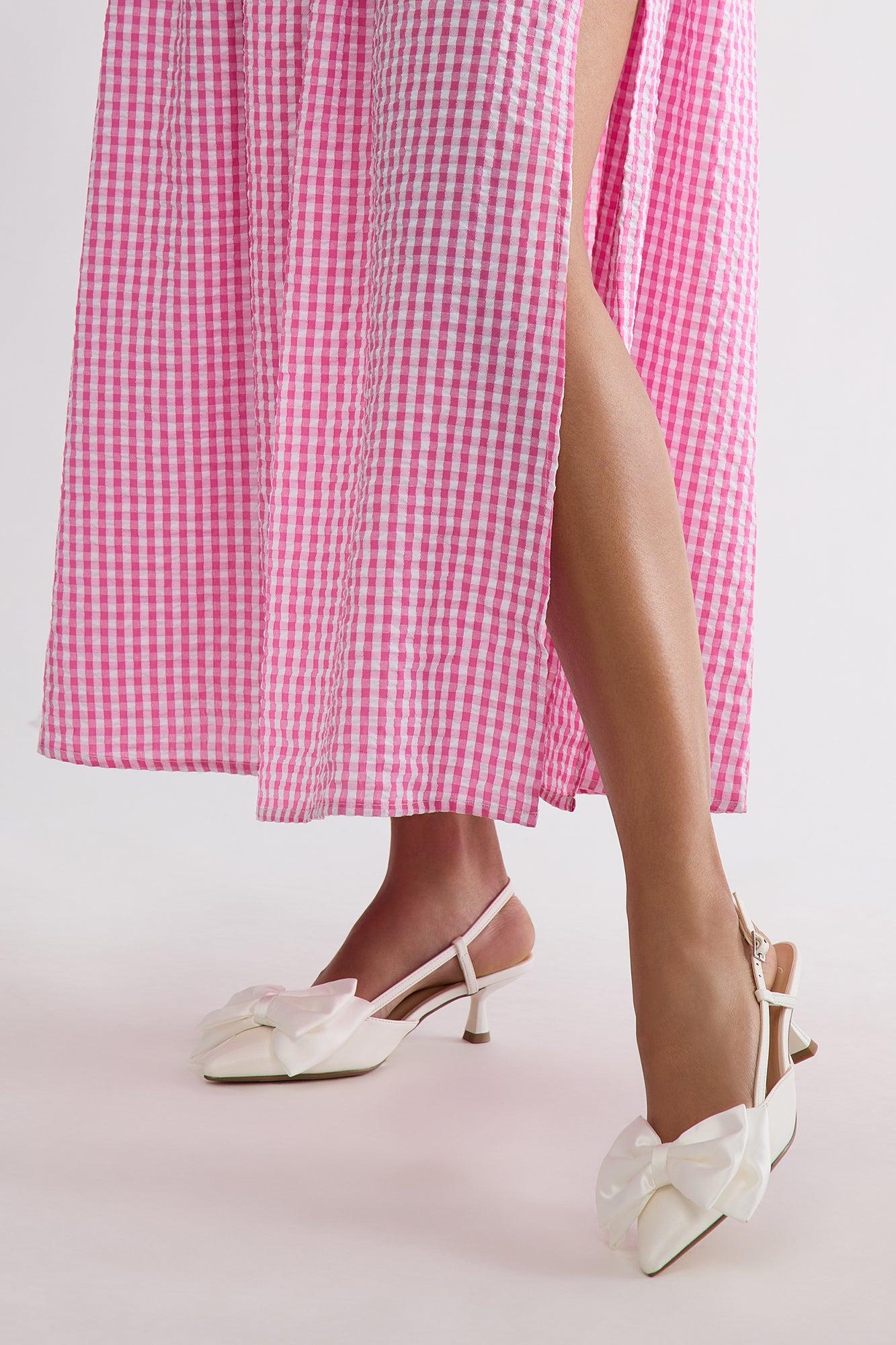 Lady Satin Bow Pumps - White Product Image