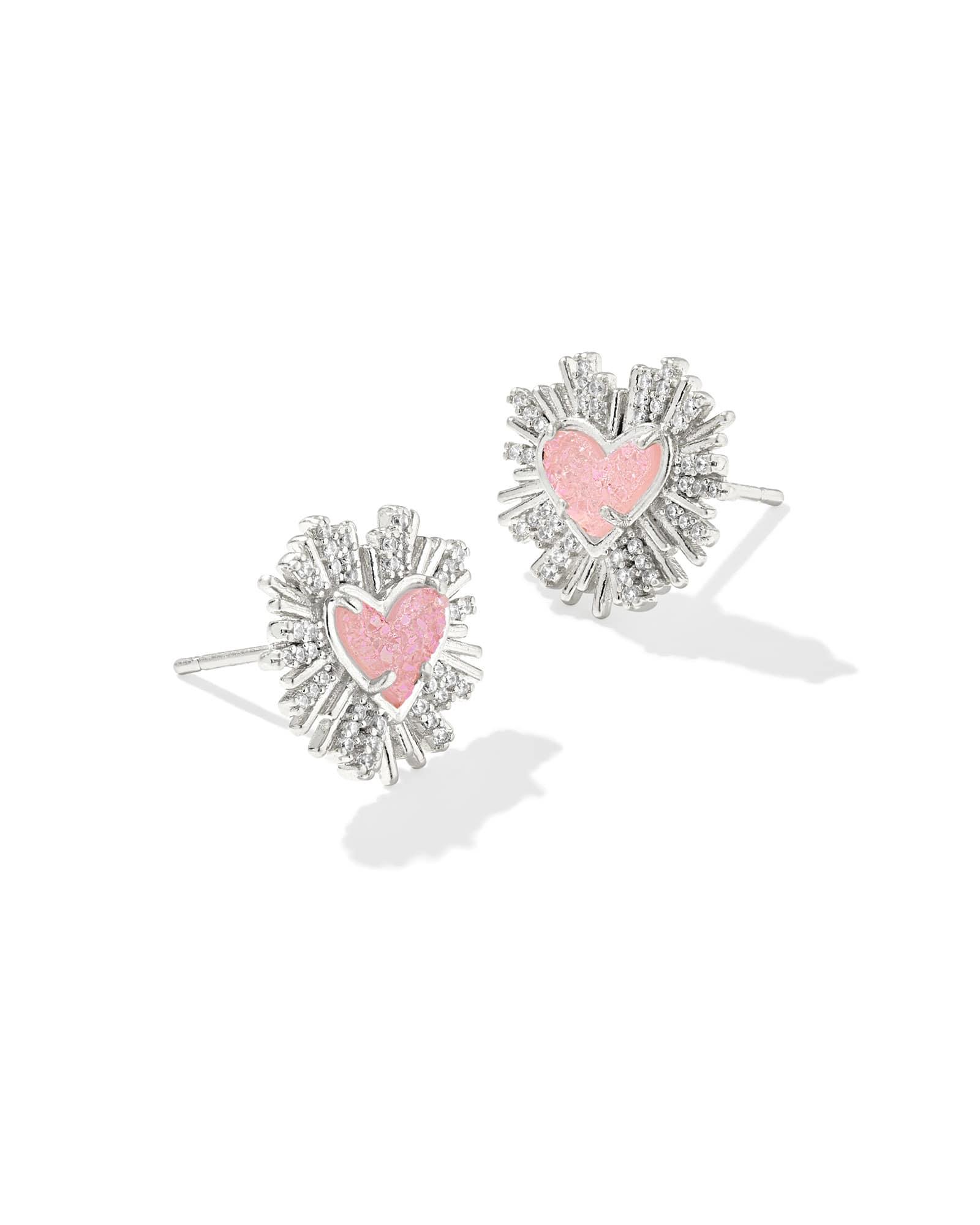 Dolly Parton x Kendra Scott Ari Heart Silver Stud Earrings Product Image