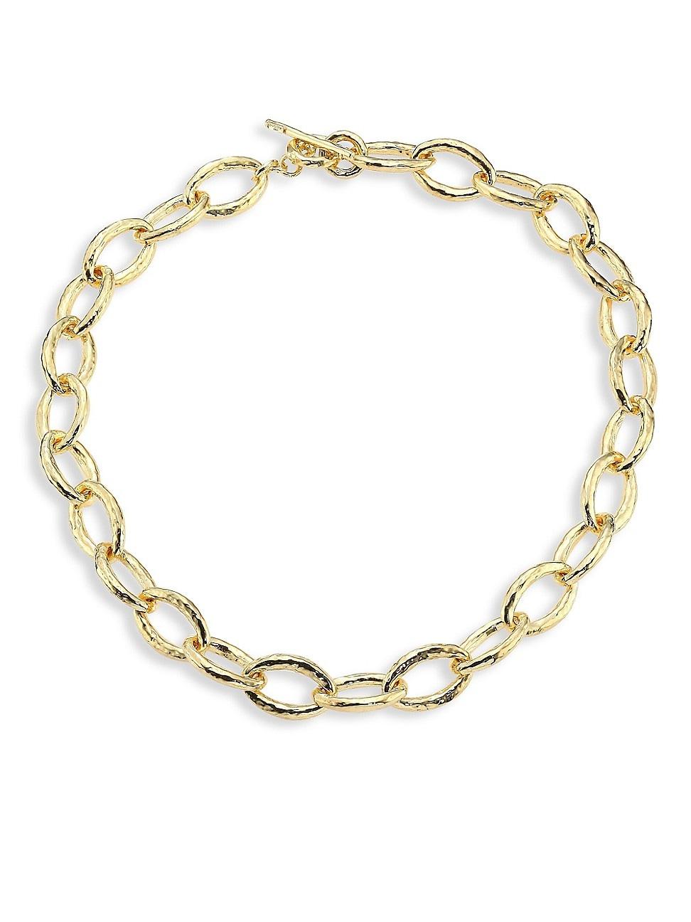 Short Hammered Bastille Mini Link Necklace in 18K Gold Product Image