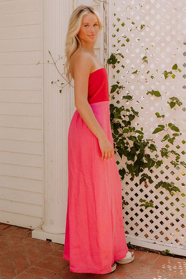 Block Street Cutie Linen Maxi Dress in Pink Product Image