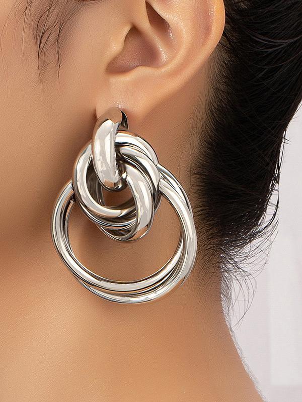 Geometric Hollow Shiny Earrings Accessories Product Image
