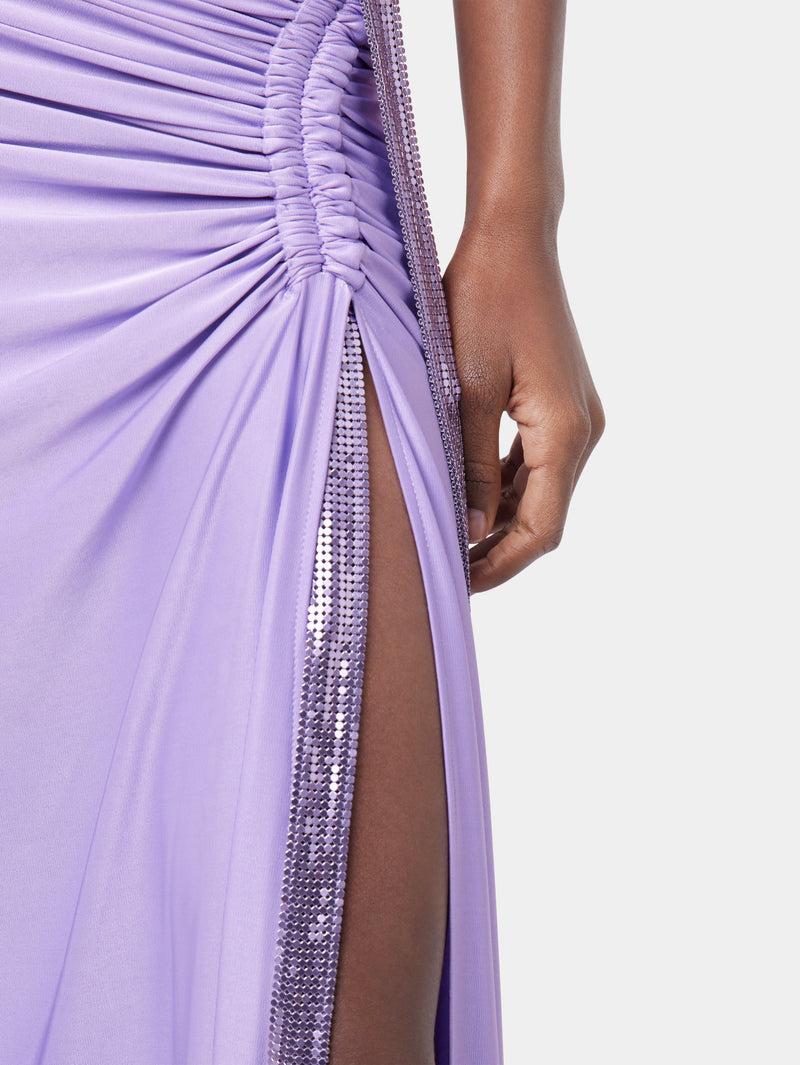 LAVENDER LONG DRESS IN MESH AND JERSEY Product Image