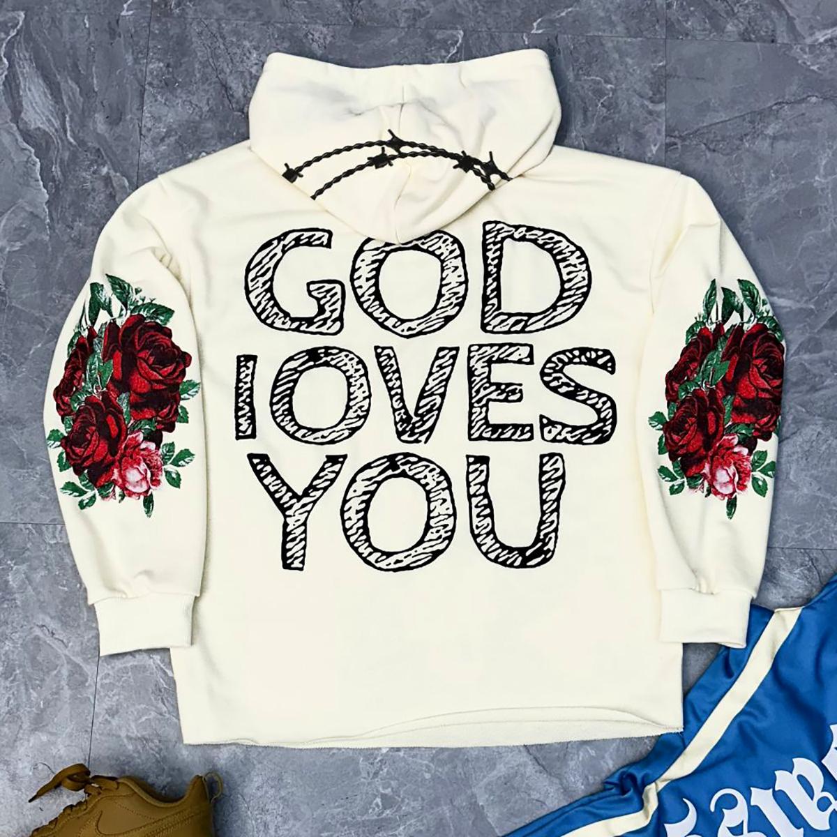 Sopula Jesus Angel God Loves You Graphic Hoodie Product Image
