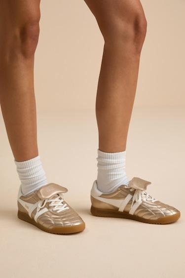 Stadium '86 Gold and Off White Quilted Leather Sneakers Product Image