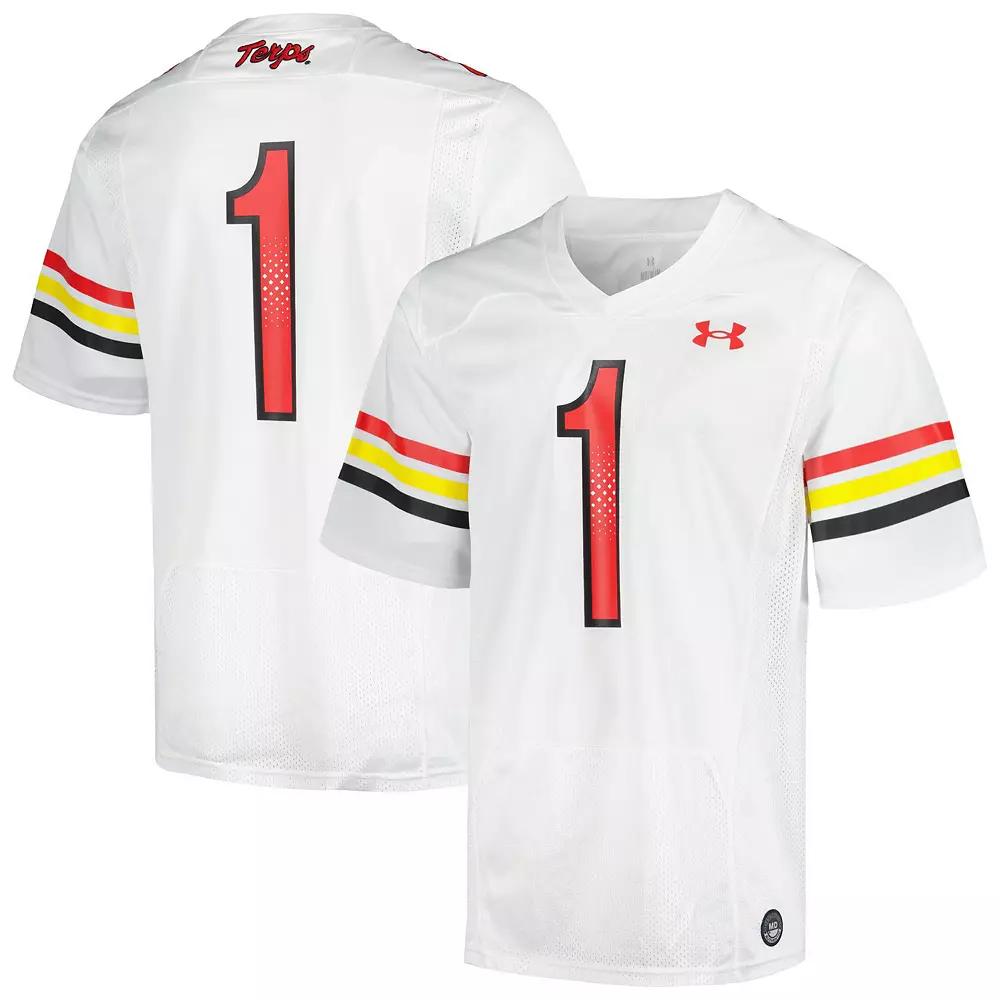 Men's Under Armour #1 White Maryland Terrapins Replica Football Jersey,  Product Image