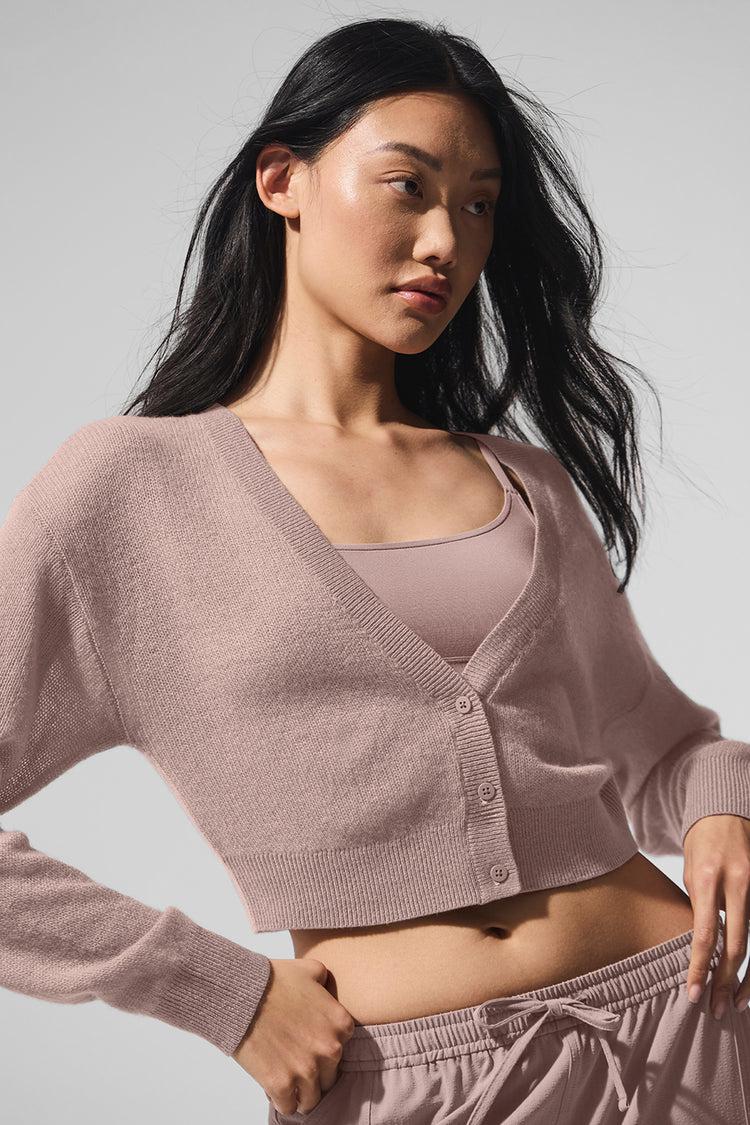 Sheer Cashmere Cropped Cardigan - Taupe Product Image